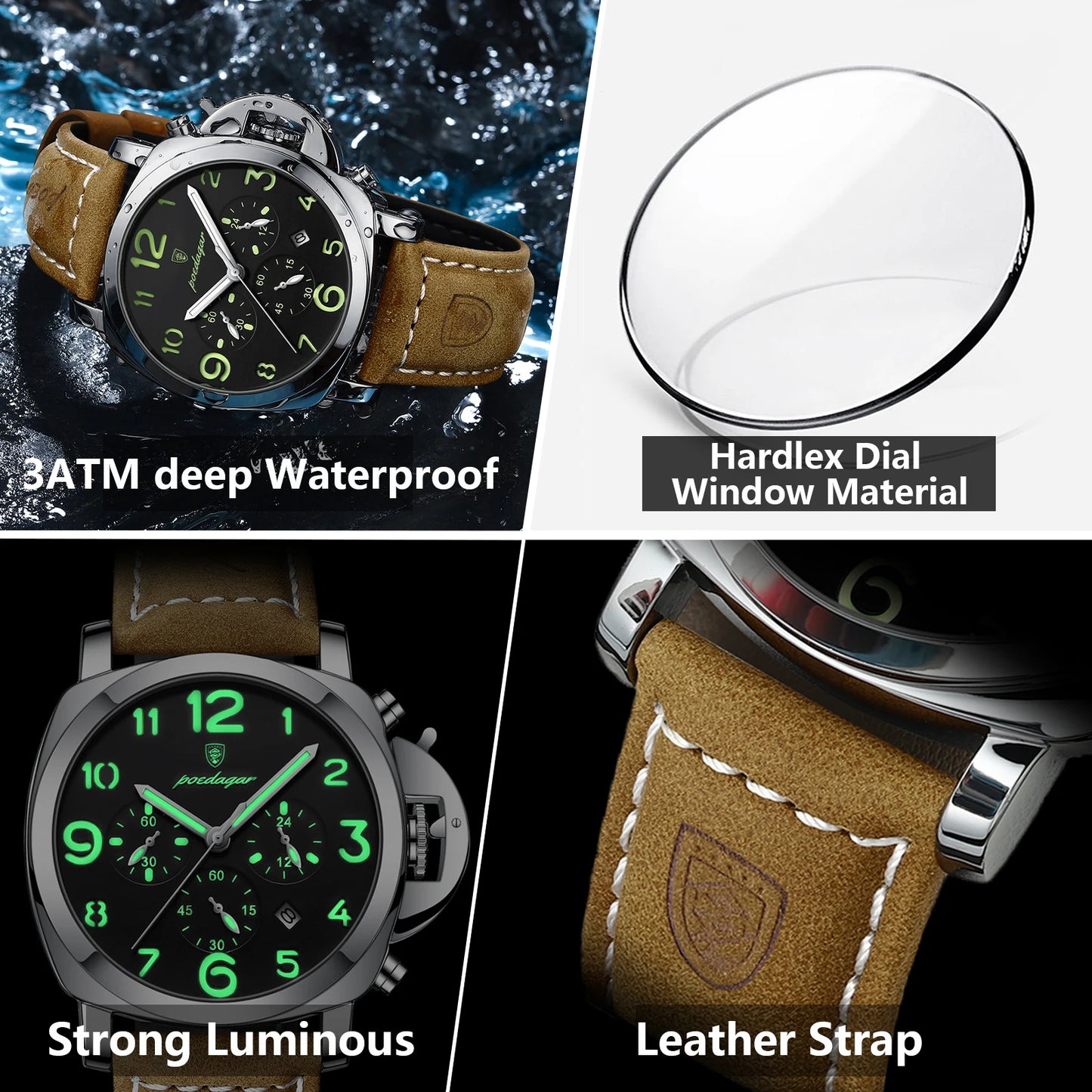 (POEDAGAR)  Luxury Watch For Man Waterproof