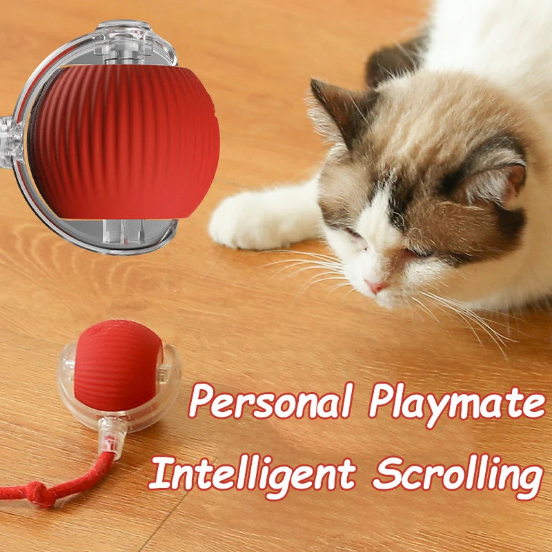 Cat Interactive Ball Toy Automatic Rolling Ball Faux Tail Rechargeable Smart Pet Electric Toy Dog Cat Training Imitate Mouse