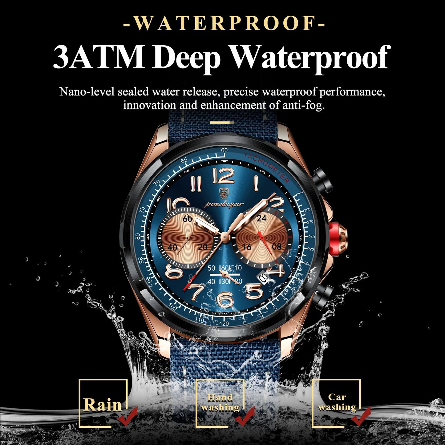 POEDAGAR Luxury Watch Men Quartz Waterproof