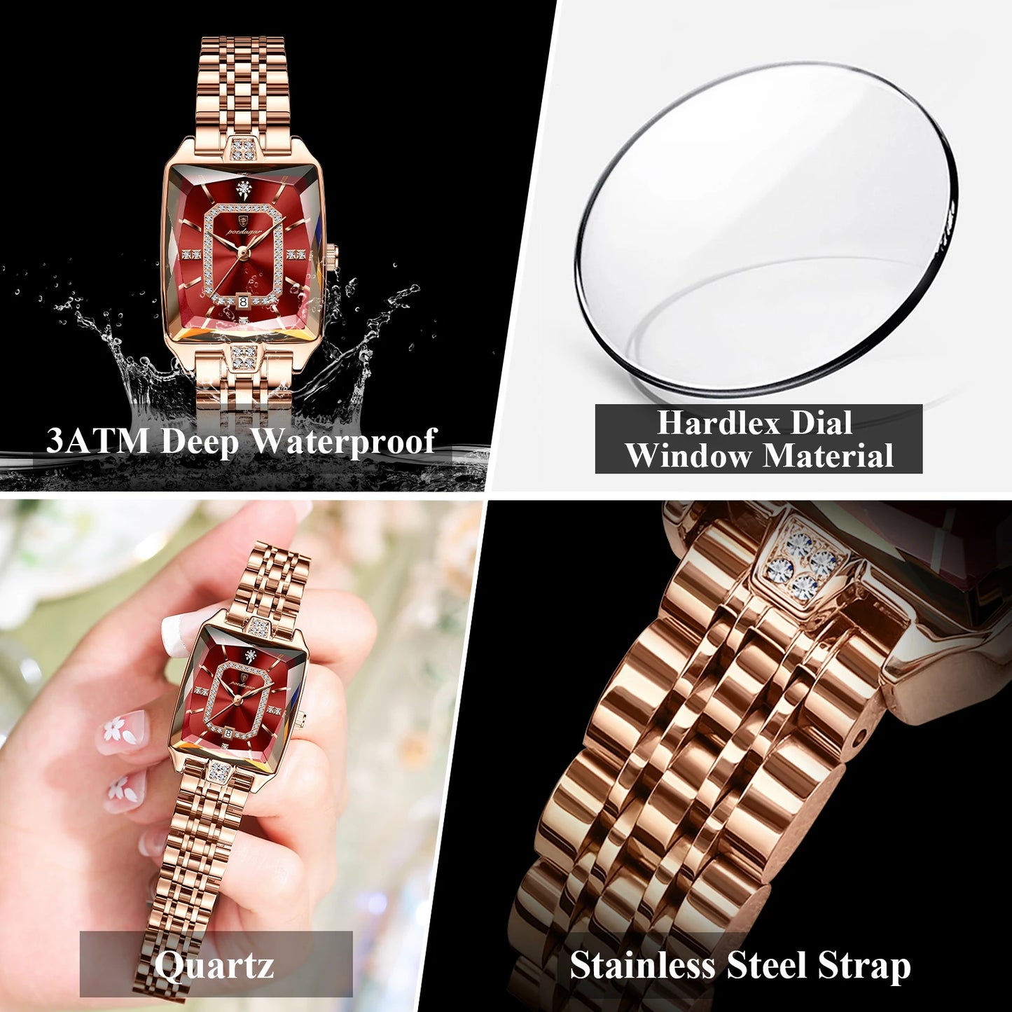 POEDAGAR Top Elegant Women Wristwatch Waterproof