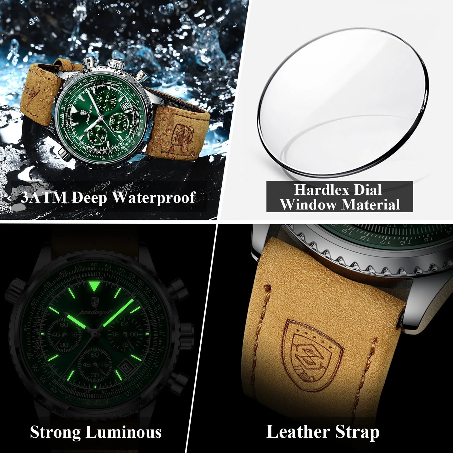 (POEDAGAR) Luxury Man Watch Quartz Waterproof