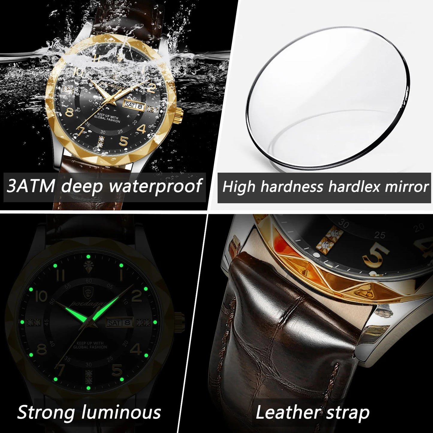 POEDAGAR Luxury High Quality Watches for Men Sport Quartz Waterproof