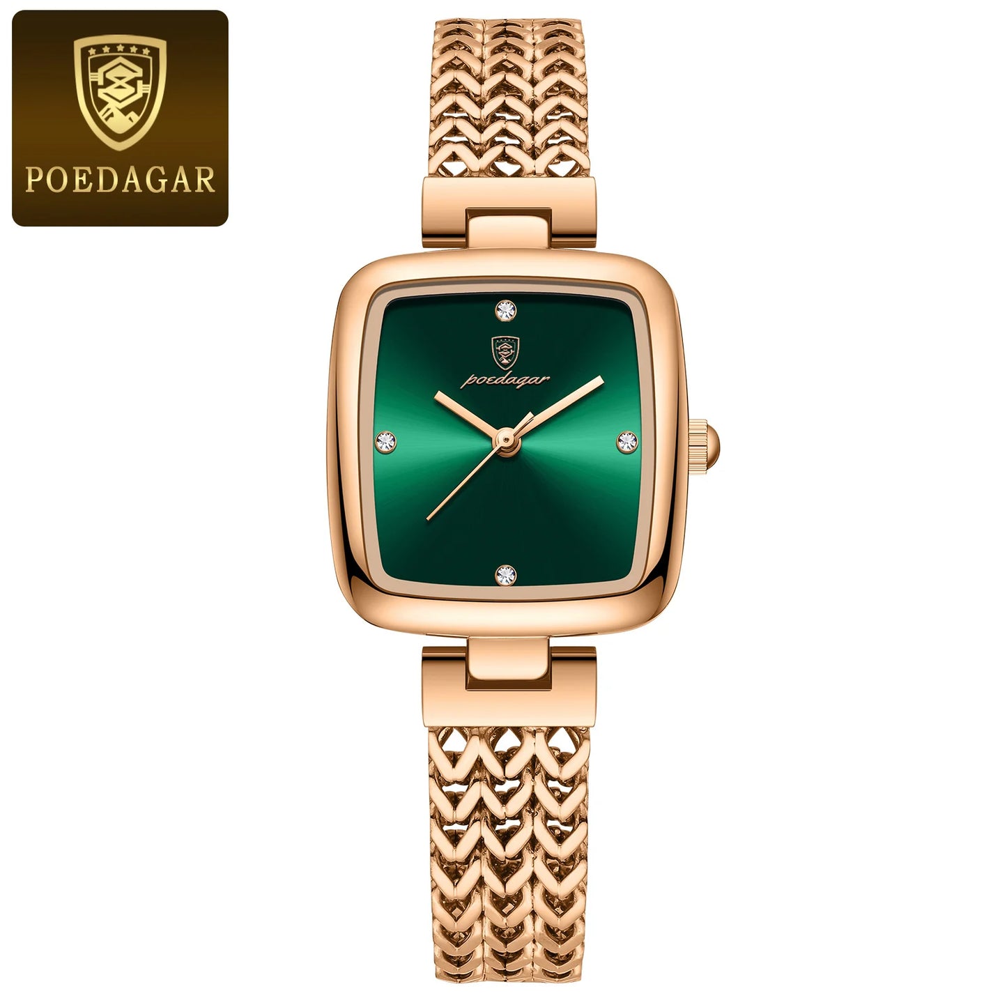 POEDAGAR Luxury Square Watch for Woman Waterproof