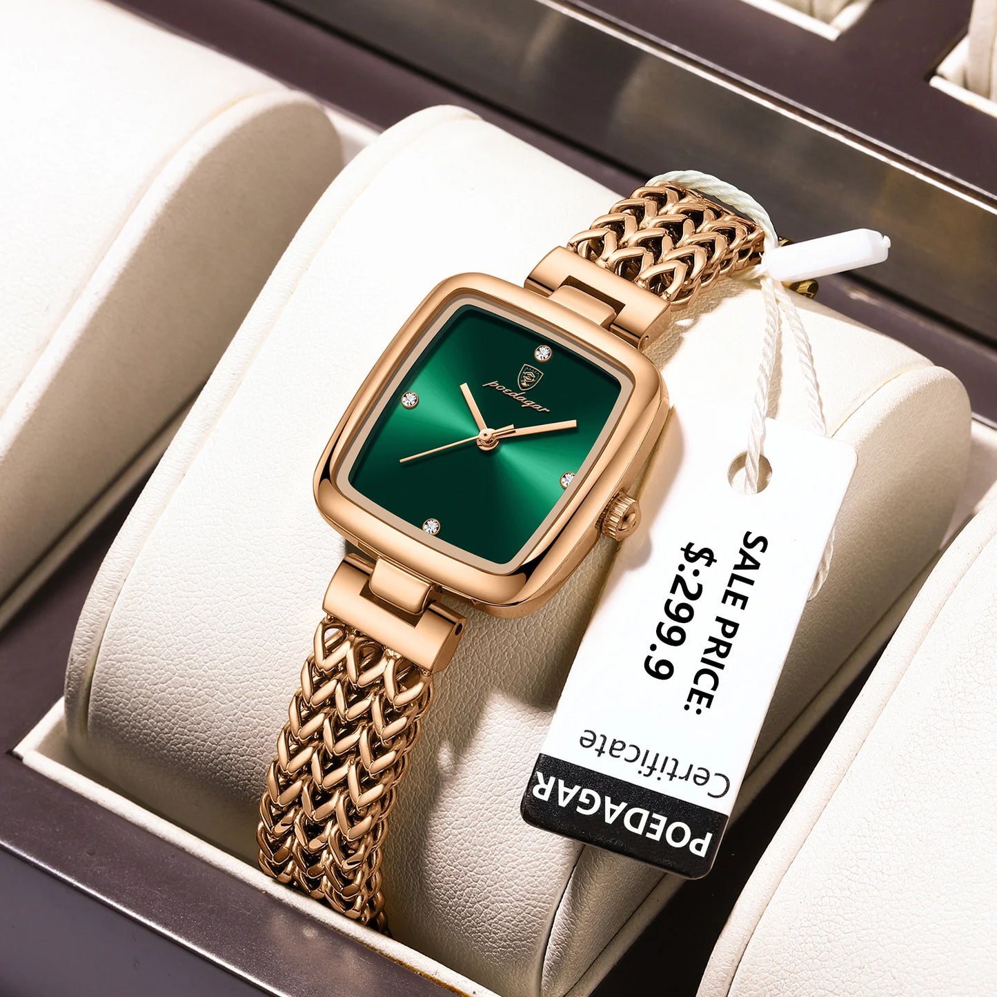 POEDAGAR Luxury Square Watch for Woman Waterproof