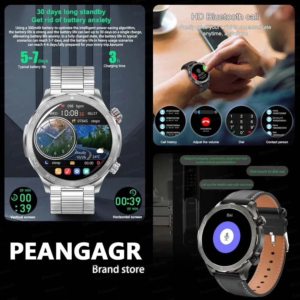 2025 New Bluetooth Call Smart Watch Men For Huawei AMOLED HD Large Screen Heart Rate NFC IP68 Waterproof GPS Sports Smart Watch