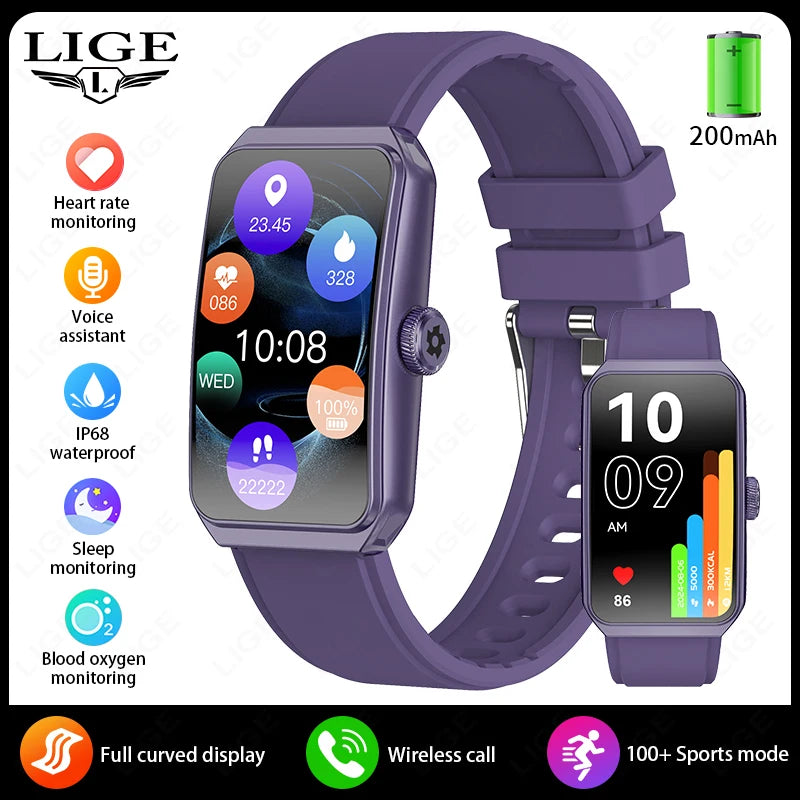 LIGE 2025 New 1.47 Inch HD Curved Smart Watch Men Women Bluetooth AI Call Fitness Tracker Waterproof Android IOS