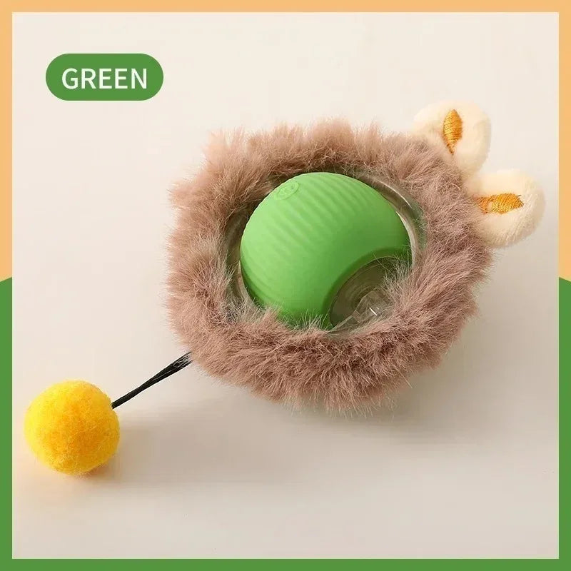 Cat Interactive Ball Toy Automatic Rolling Ball Faux Tail Rechargeable Smart Pet Electric Toy Dog Cat Training Imitate Mouse