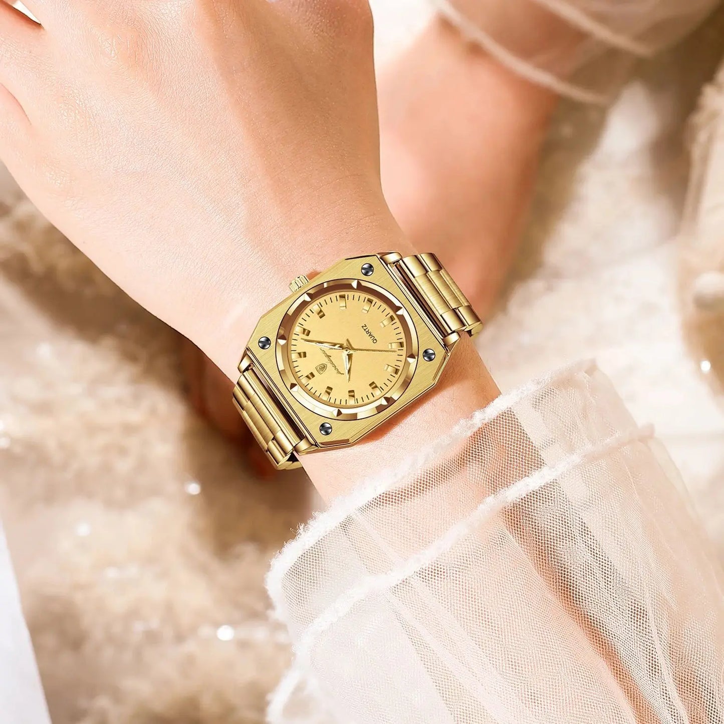 POEDAGAR Luxury Elegant Square Ladies Watch Waterproof