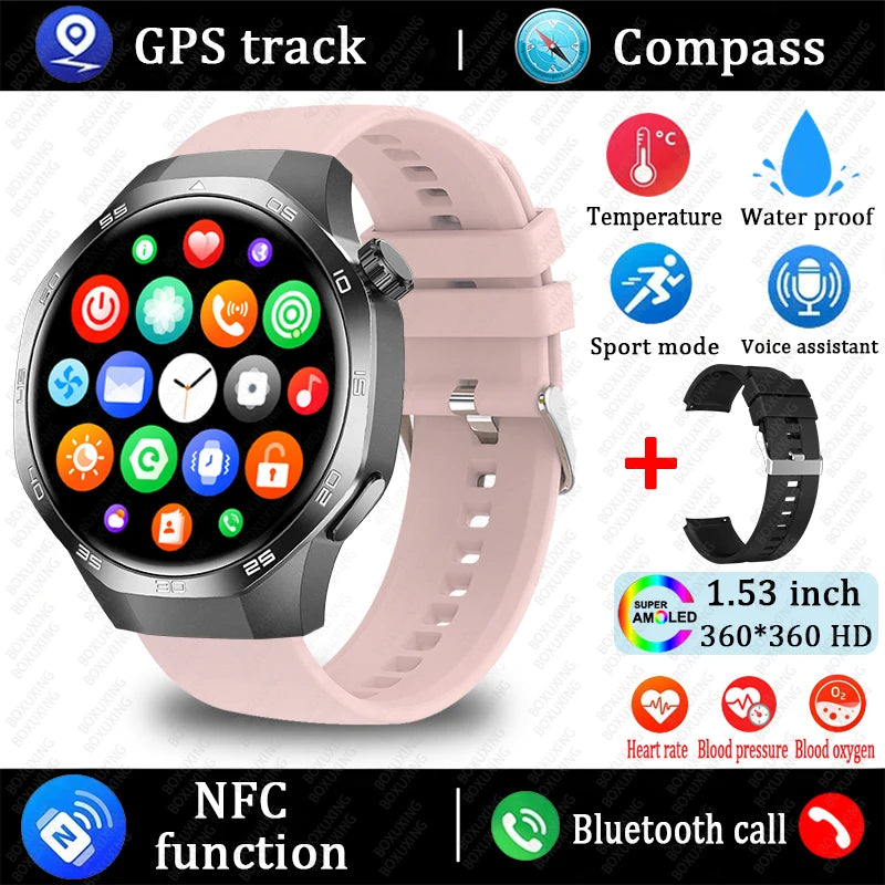 For Huawei Xiaomi GT5 Pro Smart Watch Men AMOLED HD Screen GPS NFC Heart Rate Bluetooth Call IP68 Waterproof SmartWatch 2025 New